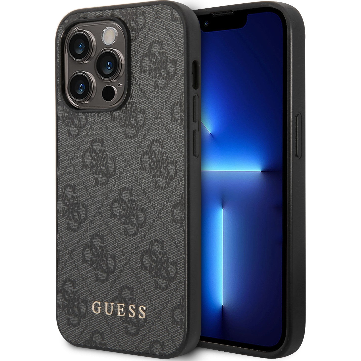 Schutzhülle Guess 4G Metal Gold Logo für iPhone 14 Pro Max, Grau
