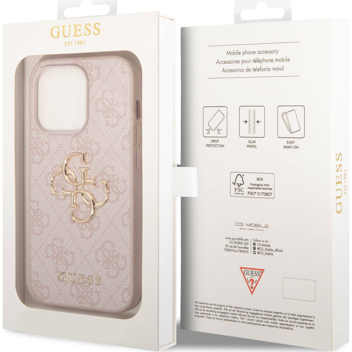 Schutzhülle Guess 4G Big Metal Logo für Apple iPhone 15 Pro, Rosa