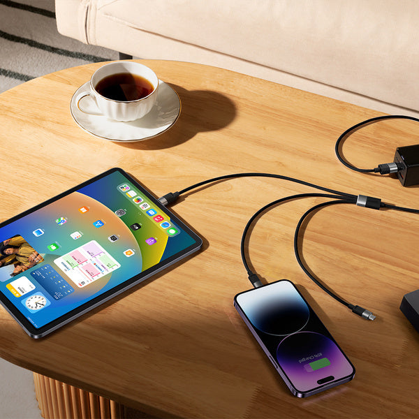 Kabel Baseus StarSpeed 3in1 USB-A auf USB-C / Lightning / MicroUSB 3.5A, 1,2m, Schwarz-grau