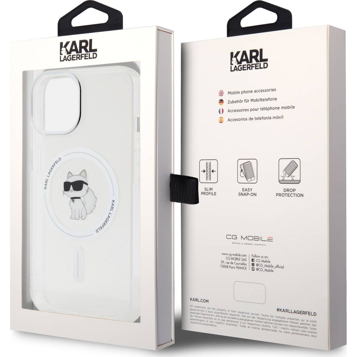 Schutzhülle Karl Lagerfeld HardCase IML Choupette MagSafe für Apple iPhone 15, Transparent