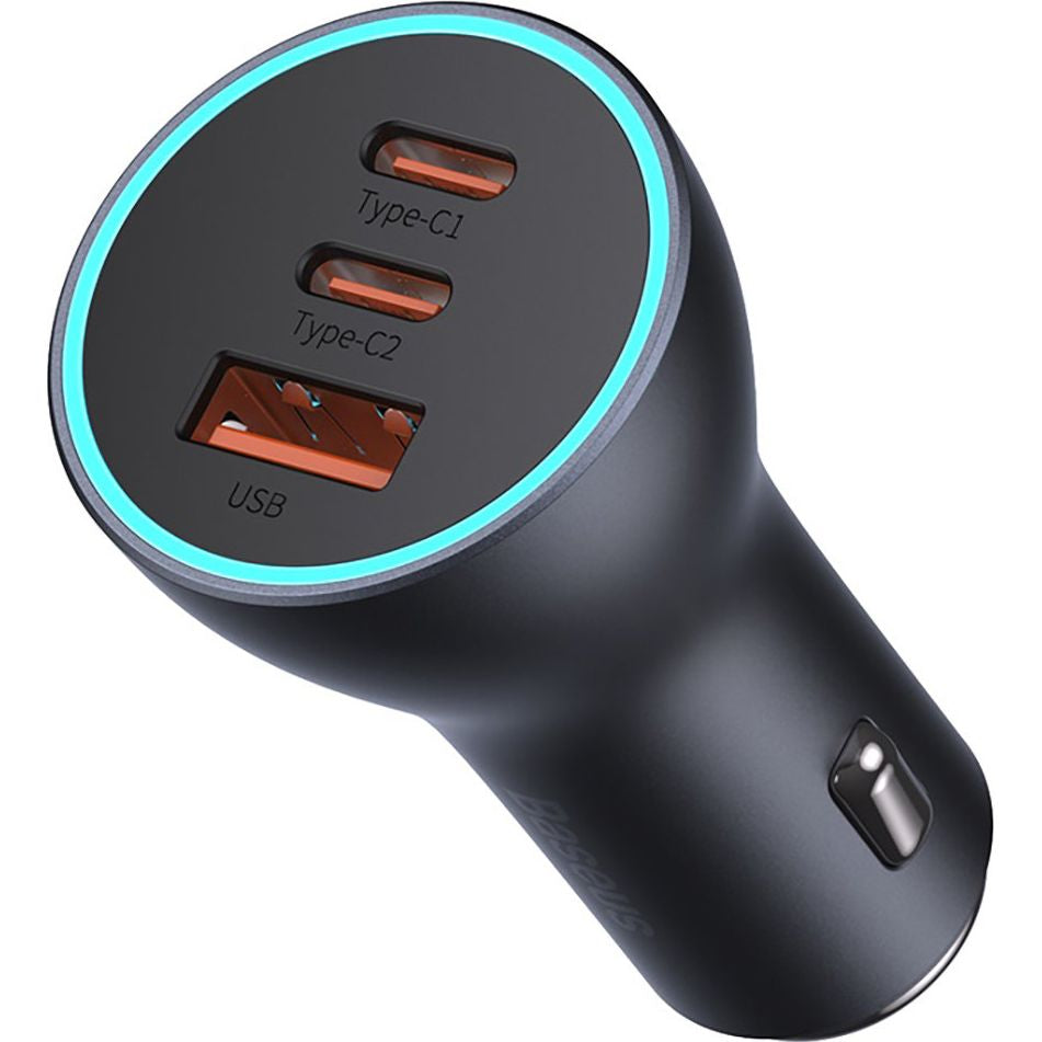 Autoladegerät Baseus Golden Contactor Pro 1xUSB-A, 2xUSB-C, 65W, Grau