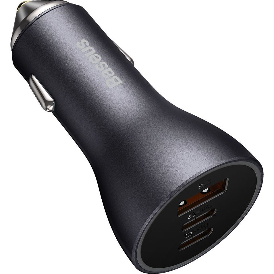 Autoladegerät Baseus Golden Contactor Pro 1xUSB-A, 2xUSB-C, 65W, Grau