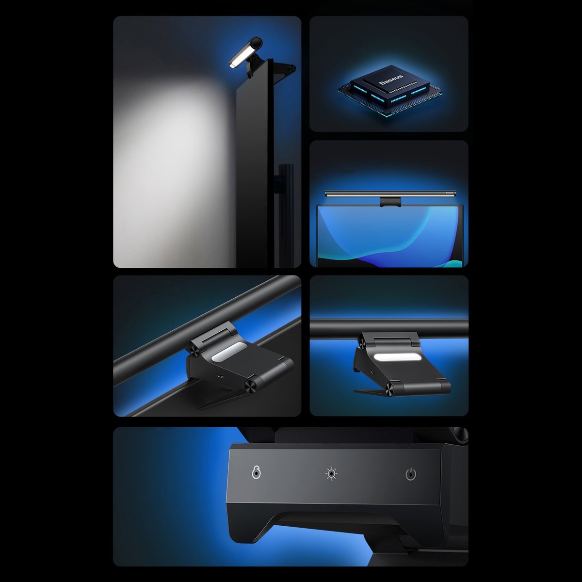 Baseus i-wok2 Touchpanel-Tischleuchte für Bildschirm, Schwarz