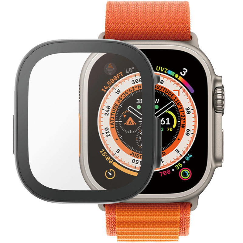 Antibakterielles Glas + Schutzhülle Panzerglass Full Body für Apple Watch Ultra 4/3/2/1 49 mm, Schwarzer Rahmen