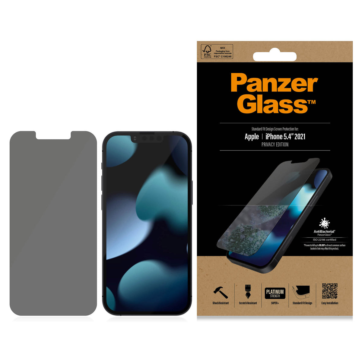 Gehärtetes Glas Panzerglass Privacy für iPhone 13 Mini, abgedunkelt