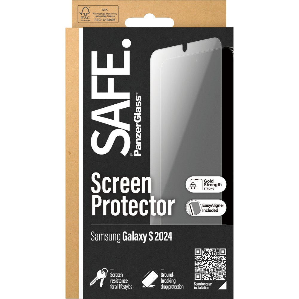 Gehärtetes Glas für das gesamte Display für Galaxy S24, Safe by PanzerGlass Ultra-Wide Fit EasyAligner