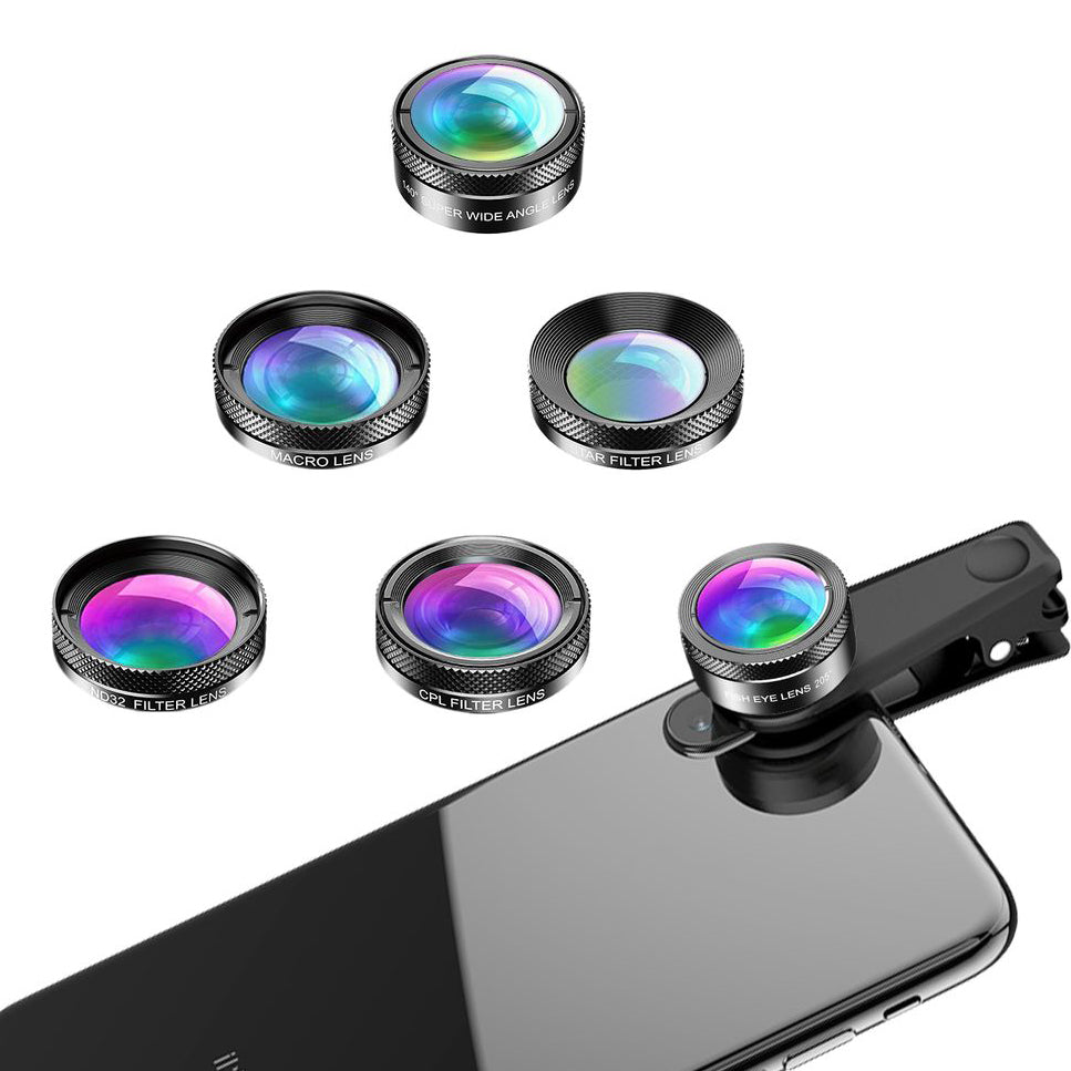 Kameraobjektive Apexel 6-in-1 für Smartphone / Tablet mit Clip