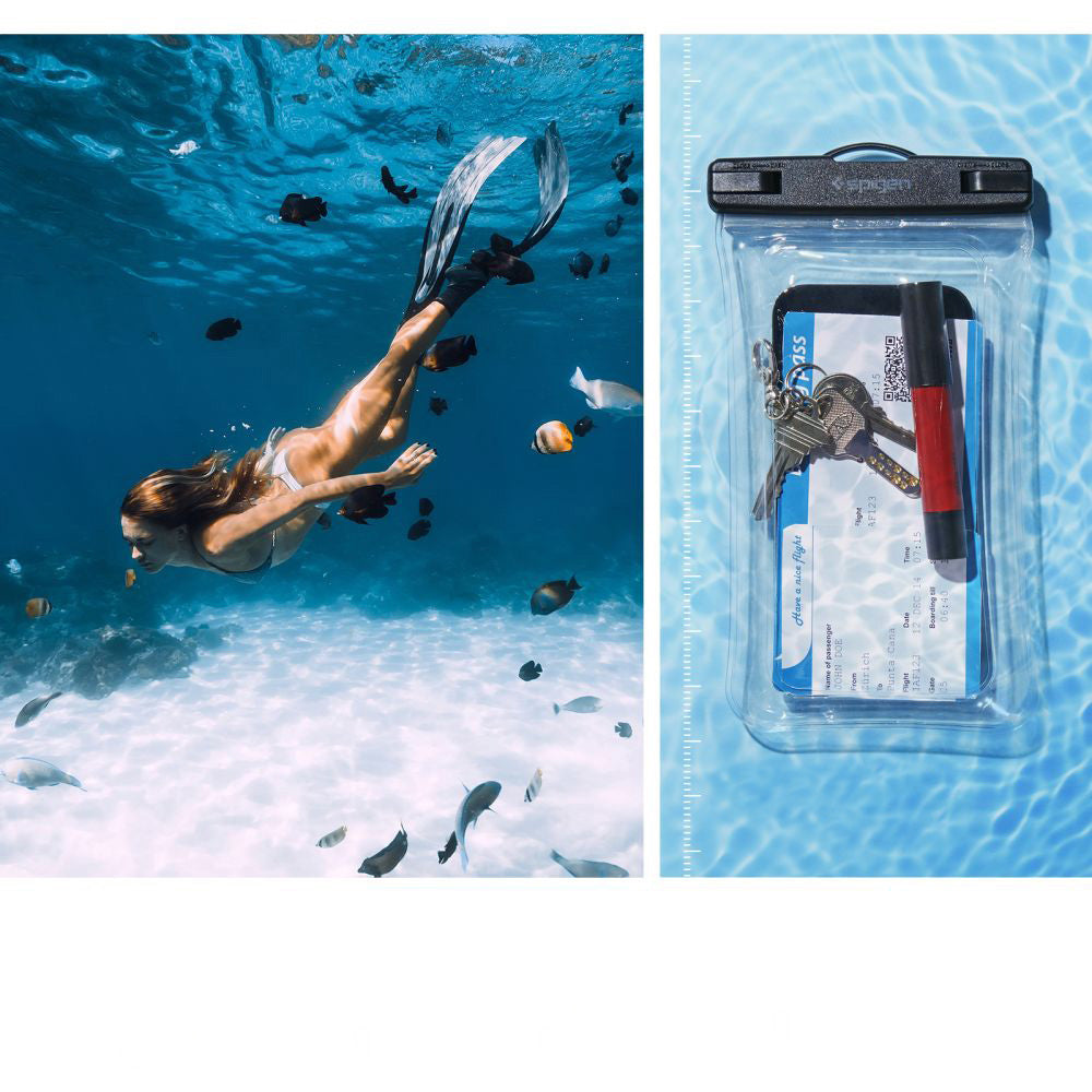 Wasserdichte Schutzhülle Spigen A610 Waterproof Float 1-Pack, Transparent/Schwarz