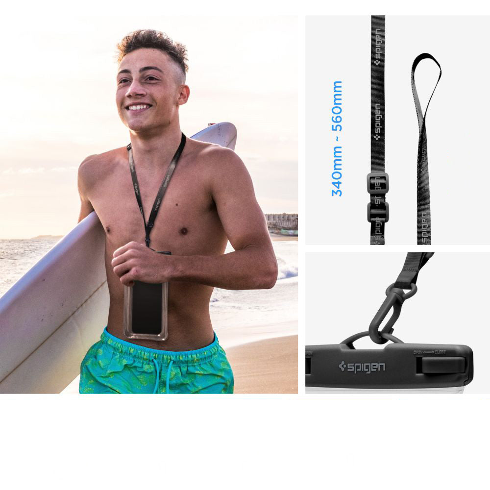 Wasserdichte Schutzhülle Spigen A610 Waterproof Float 1-Pack, Transparent/Schwarz