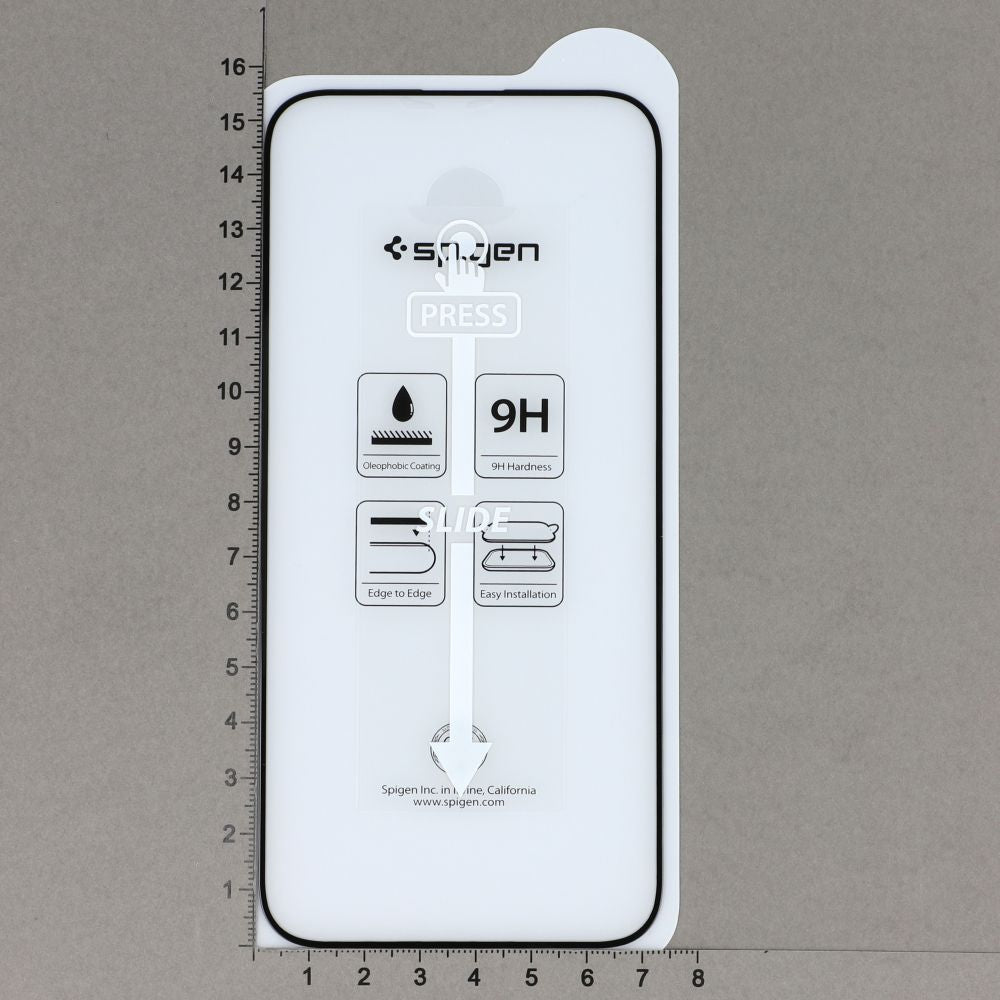 Glas für die Schutzhülle Spigen Glas.tR FC AM 2-Pack für iPhone 15 Pro Max, mit schwarzem Rahmen