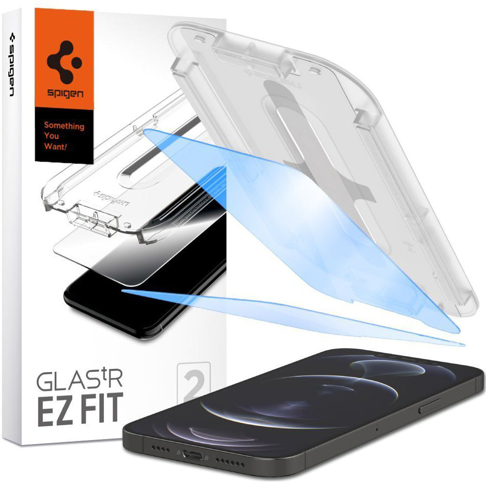 Glas für die Schutzhülle für iPhone 17e / 16e / 14 / 13 Pro / 13, Spigen Glas.tR EZ Fit AntiBlue 2-Pack