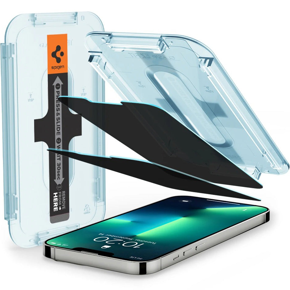 Glas für die Schutzhülle für iPhone 17e / 16e / 14 / 13 Pro / 13, Spigen Glas.tR EZ Fit Privacy 2-Pack