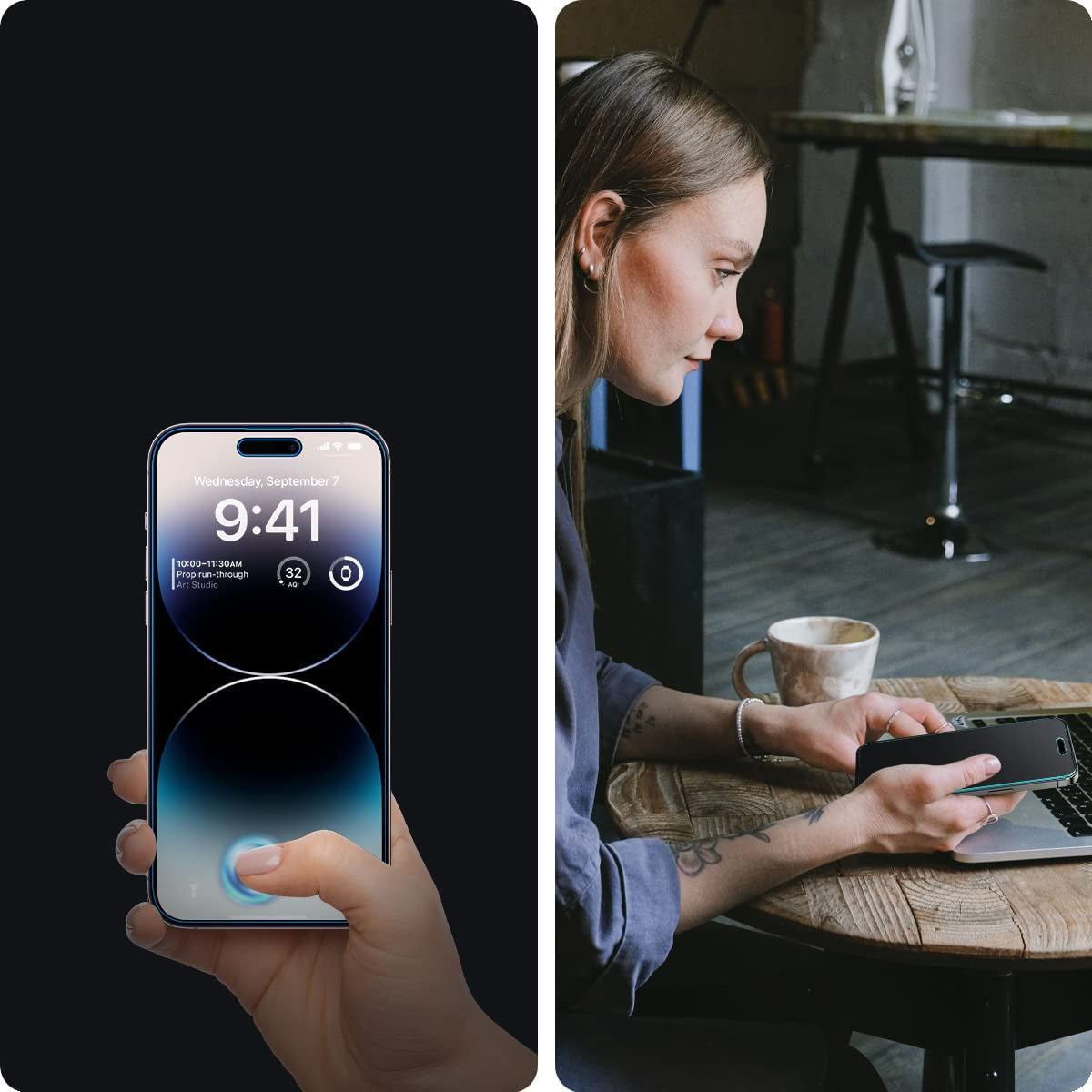 Glas für die Schutzhülle Spigen Glas.tR EZ Fit Privacy 2-Pack für iPhone 14 Pro