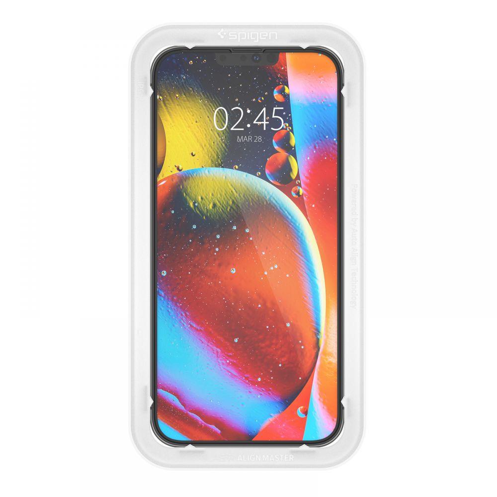 Glas für die Schutzhülle für iPhone 17e / 16e / 14 / 13 Pro / 13 Spigen Glas.tR Slim FC AM 2-Pack, schwarzer Rahmen