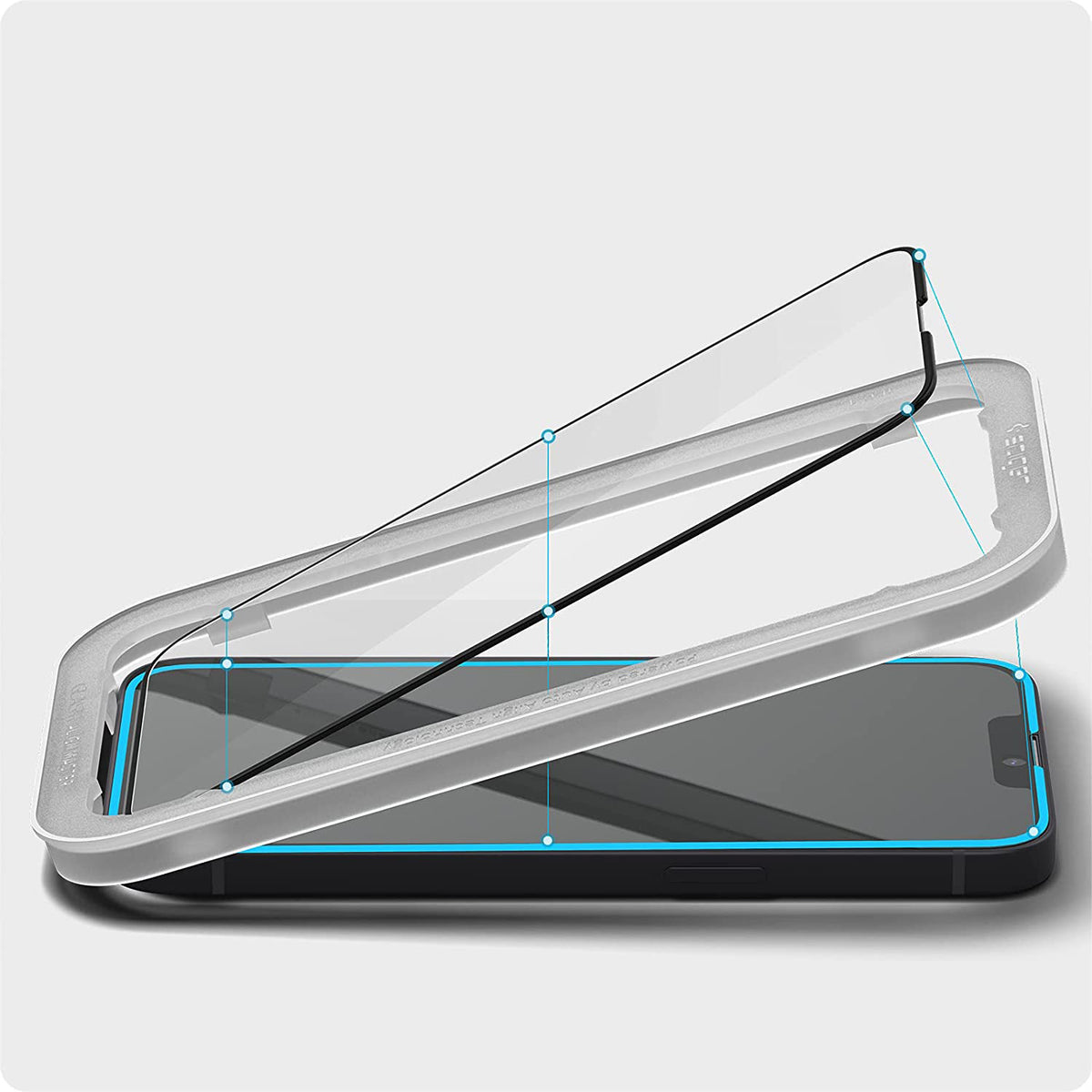 Glas für die Schutzhülle für iPhone 17e / 16e / 14 / 13 Pro / 13 Spigen Glas.tR Slim FC AM 2-Pack, schwarzer Rahmen