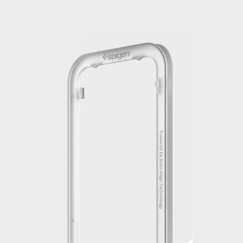 Glas für die Schutzhülle für iPhone 17e / 16e / 14 / 13 Pro / 13 Spigen Glas.tR Slim FC AM 2-Pack, schwarzer Rahmen
