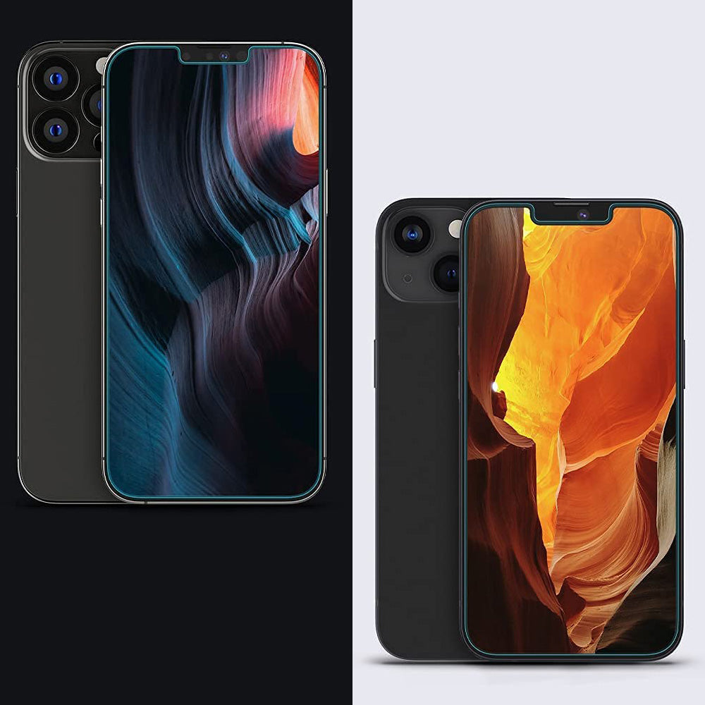Glas für die Schutzhülle für iPhone 17e / 16e / 14 / 13 Pro / 13 Spigen Glas.tR Slim FC AM 2-Pack, schwarzer Rahmen