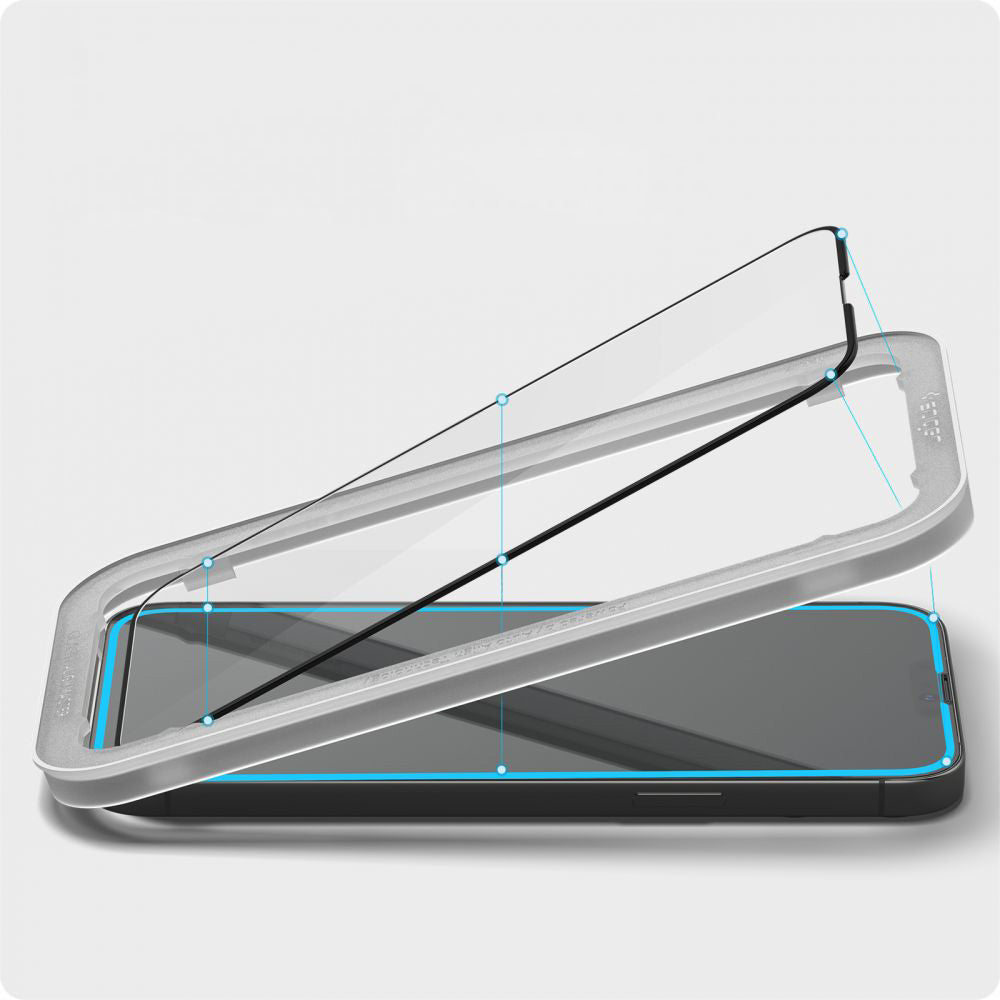 Glas für die Schutzhülle Spigen Glas.tR Slim FC AM 2-Pack iPhone 14 Plus / 13 Pro Max, schwarzer Rahmen