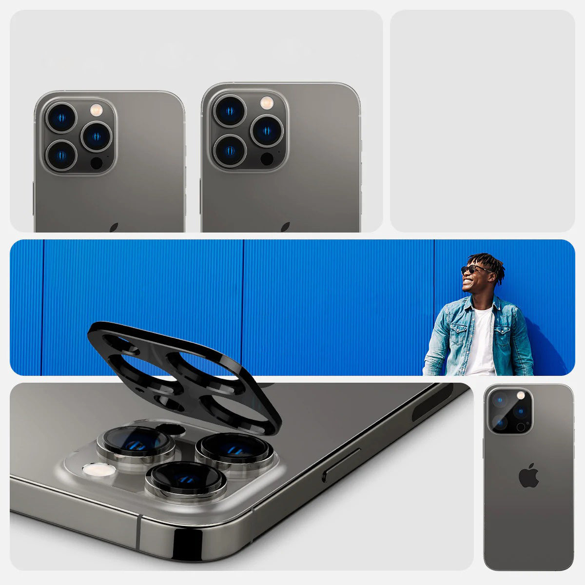 Glas für die Kamera Spigen Glas.tR Optik 2-Pack für iPhone 16 Pro / 16 Pro Max / 15 Pro / 15 Pro Max / 14 Pro / 14 Pro Max, Schwarz