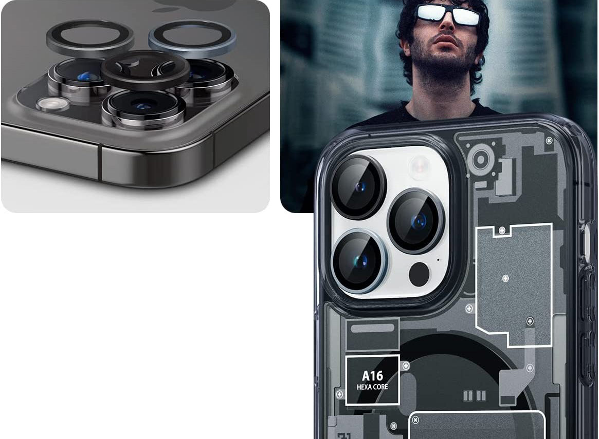 Glas für die Kamera Spigen Glas.tR Ez Fit Optik Pro 2-Pack für iPhone 16 Pro / 16 Pro Max / 15 Pro / 15 Pro Max / 14 Pro / 14 Pro Max, Multikolore (Zero One)