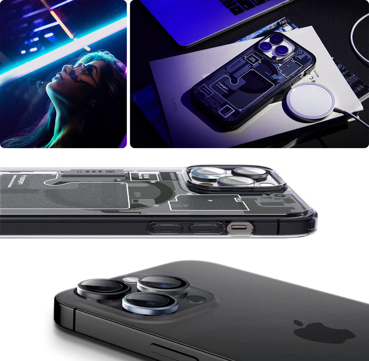 Glas für die Kamera Spigen Glas.tR Ez Fit Optik Pro 2-Pack für iPhone 16 Pro / 16 Pro Max / 15 Pro / 15 Pro Max / 14 Pro / 14 Pro Max, Multikolore (Zero One)