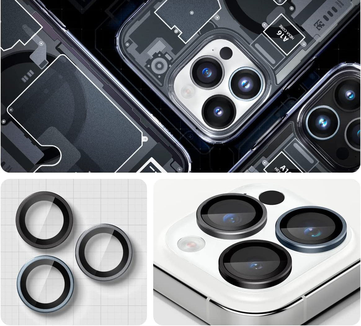 Glas für die Kamera Spigen Glas.tR Ez Fit Optik Pro 2-Pack für iPhone 16 Pro / 16 Pro Max / 15 Pro / 15 Pro Max / 14 Pro / 14 Pro Max, Multikolore (Zero One)