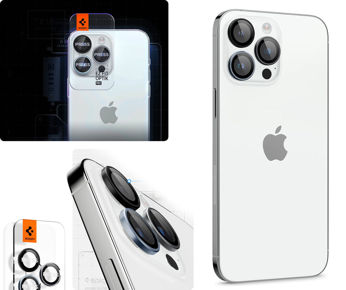 Glas für die Kamera Spigen Glas.tR Ez Fit Optik Pro 2-Pack für iPhone 16 Pro / 16 Pro Max / 15 Pro / 15 Pro Max / 14 Pro / 14 Pro Max, Multikolore (Zero One)