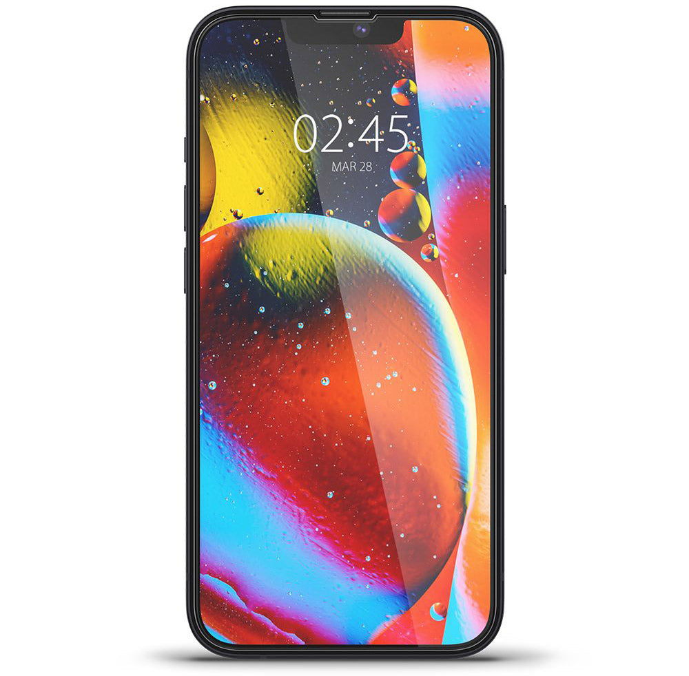 Glas für die Schutzhülle Spigen Glas.tR Slim FC iPhone 14 Plus / 13 Pro Max, schwarzer Rahmen