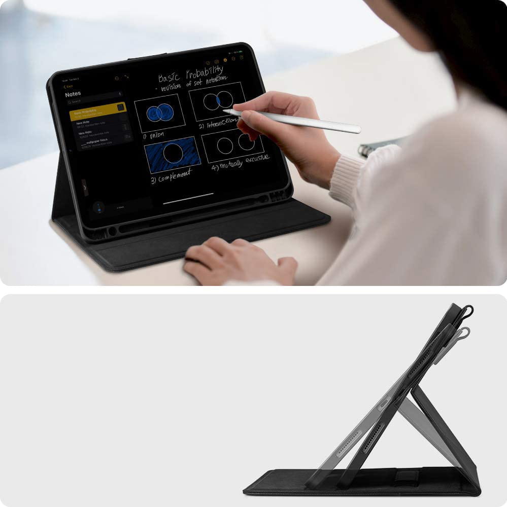 Schutzhülle für iPad Air 11" / 10.9" 2020-2026, Spigen Liquid Air Folio, Schwarz