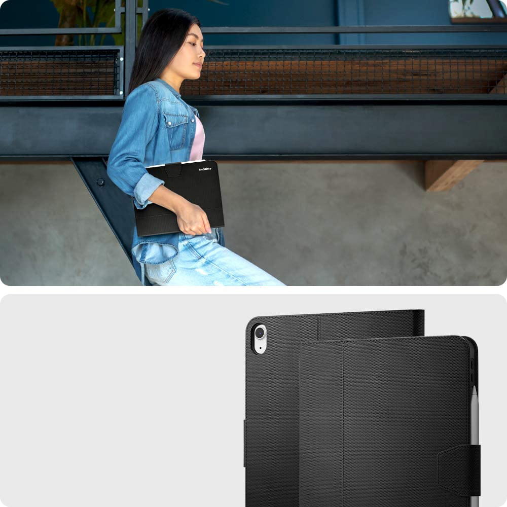 Schutzhülle für iPad Air 11" / 10.9" 2020-2026, Spigen Liquid Air Folio, Schwarz