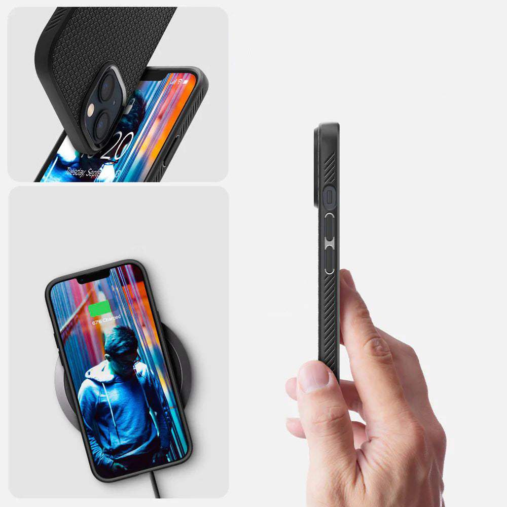 Schutzhülle Spigen Liquid Air für iPhone 14 Plus, Schwarz