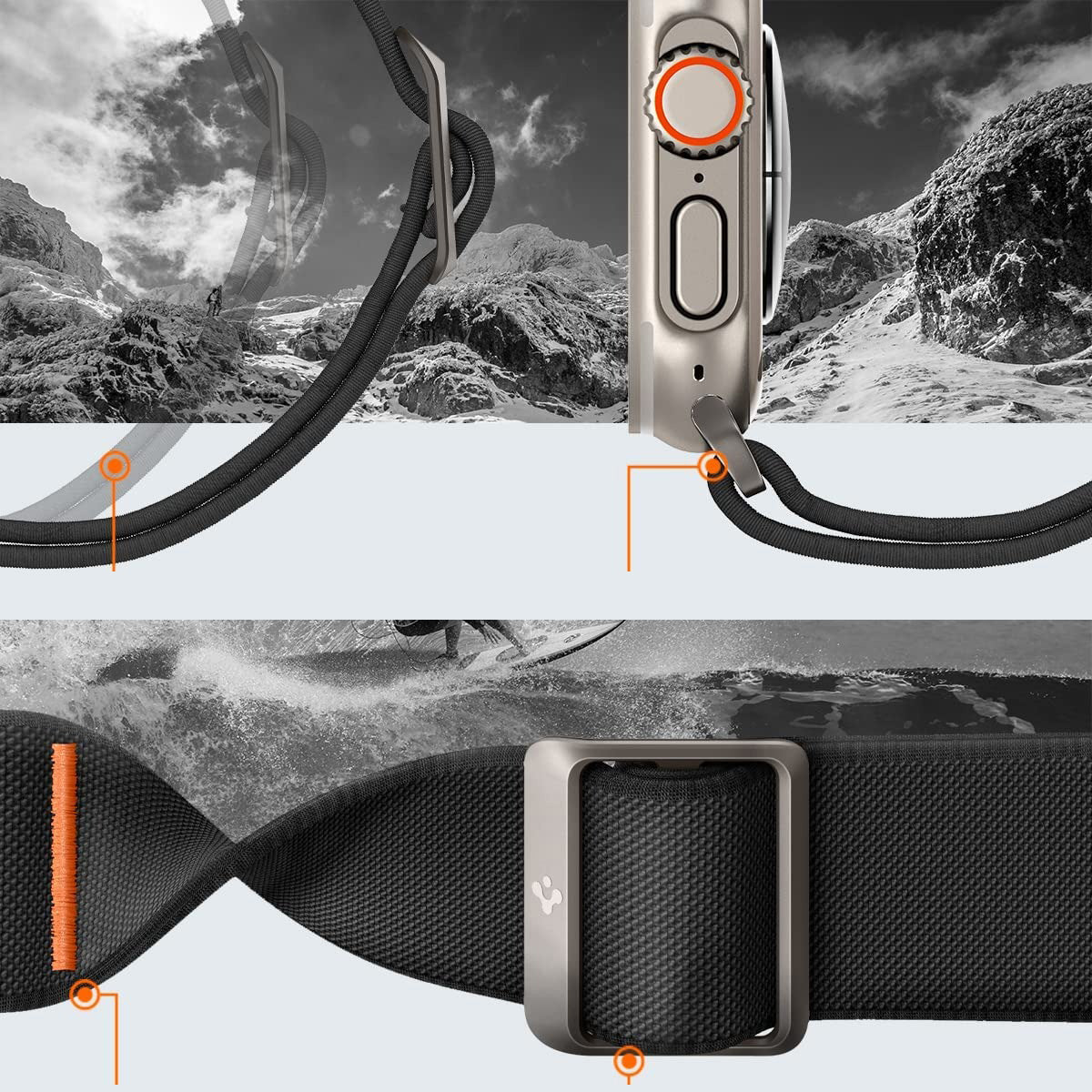 Armband Spigen Lite Fit Ultra für Apple Watch 49/46/45/44 mm, Schwarz