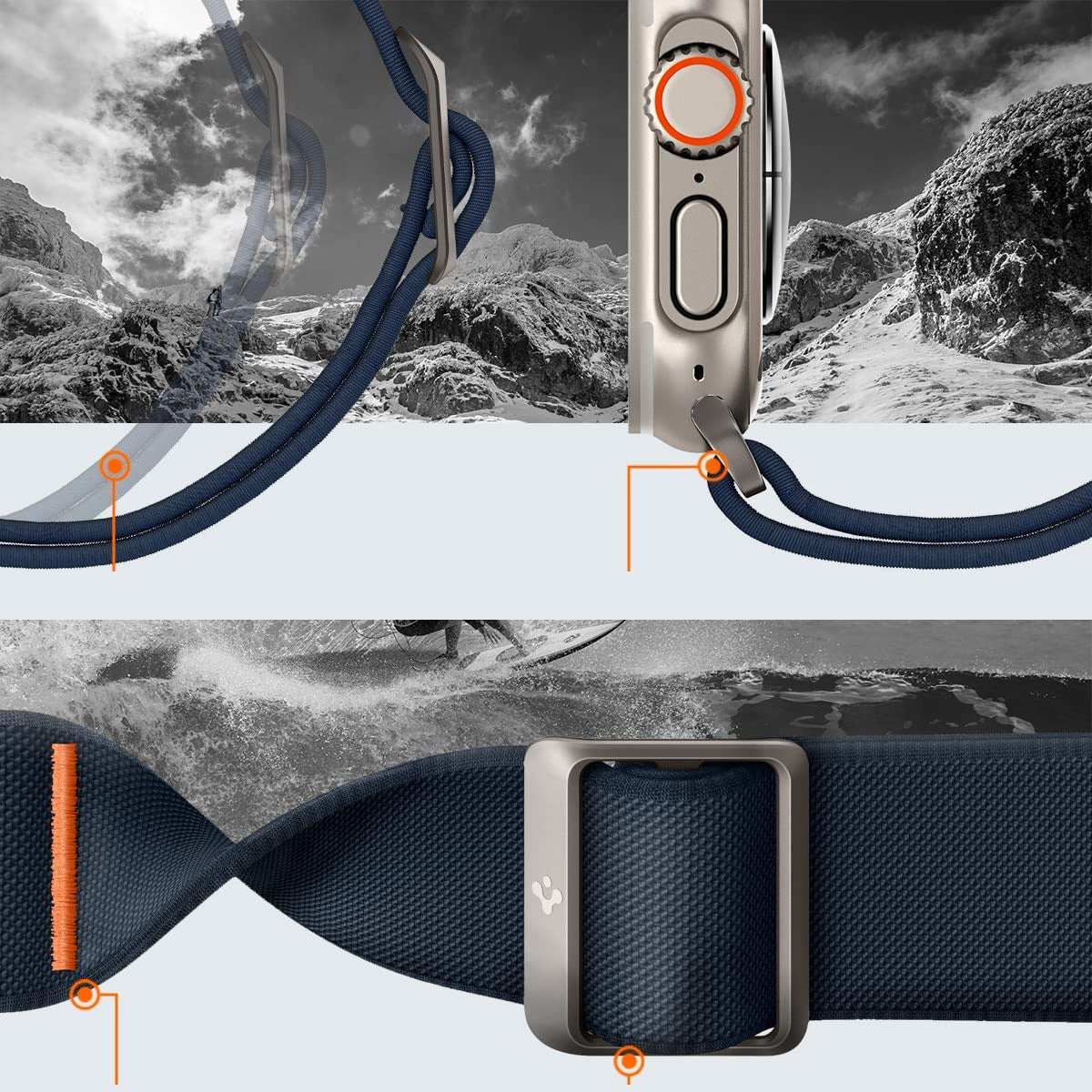 Armband Spigen Lite Fit Ultra für Apple Watch 49/46/45/44 mm, Dunkelblau