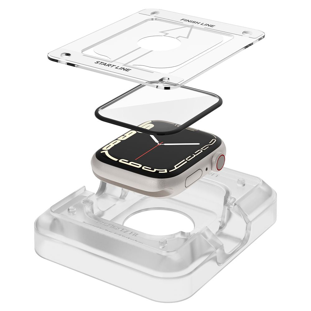 Hybridglas Spigen Pro Flex EZ Fit für Apple Watch 41 mm, schwarzer Rahmen