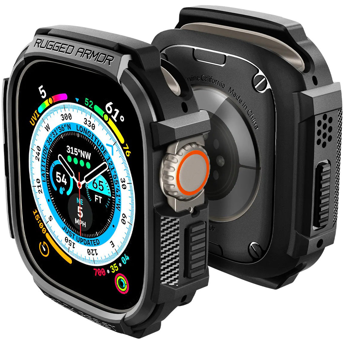 Schutzhülle Spigen Rugged Armor für Apple Watch Ultra 3/2/1 49 mm, Schwarz