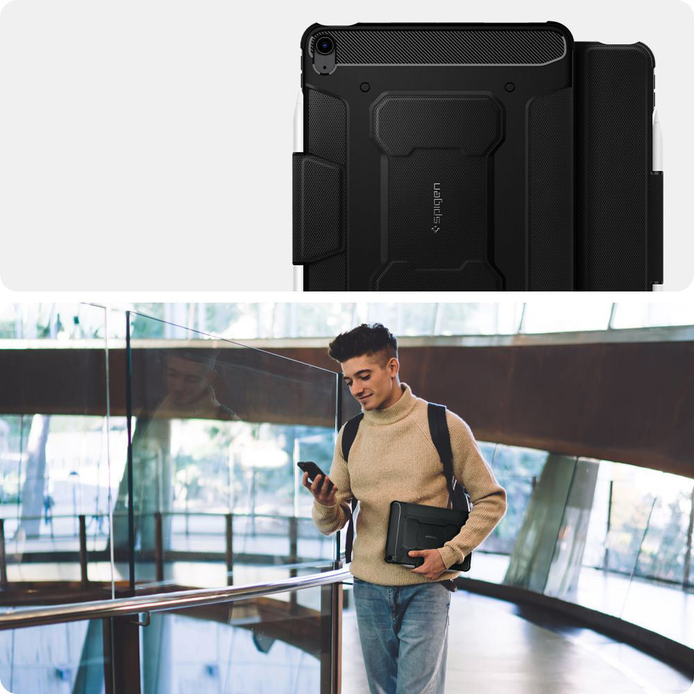 Schutzhülle für iPad Air 11" / 10.9" 2020-2026, Spigen Rugged Armor Pro, Schwarz