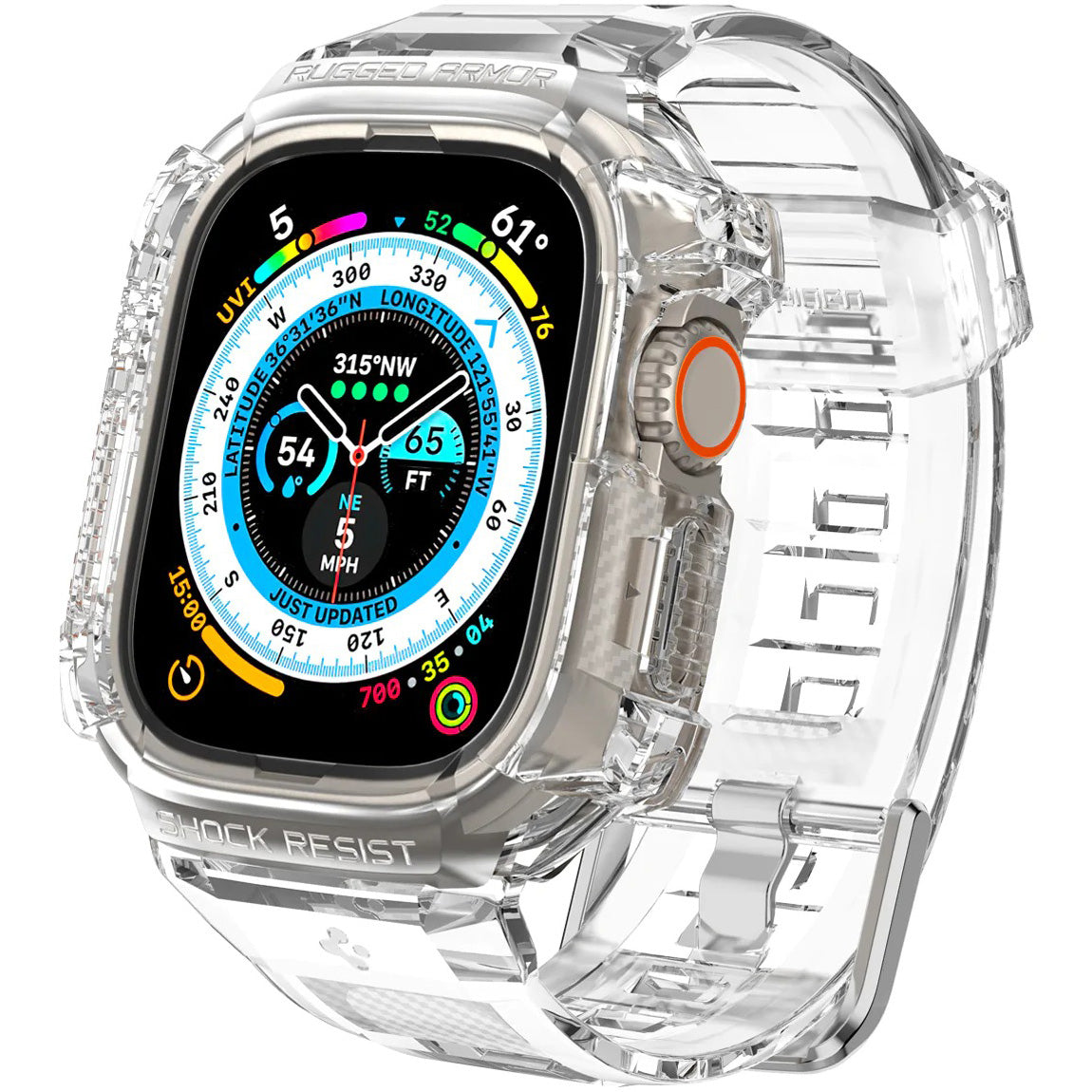 Schutzhülle mit Armband Spigen Rugged Armor Pro für Apple Watch Ultra 3/2/1 49 mm, Transparent