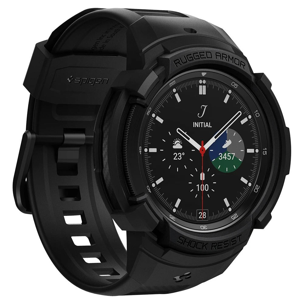 Schutzhülle Spigen Rugged Armor Pro für Galaxy Galaxy Watch 4 Classic 46mm, schwarz+schwarz