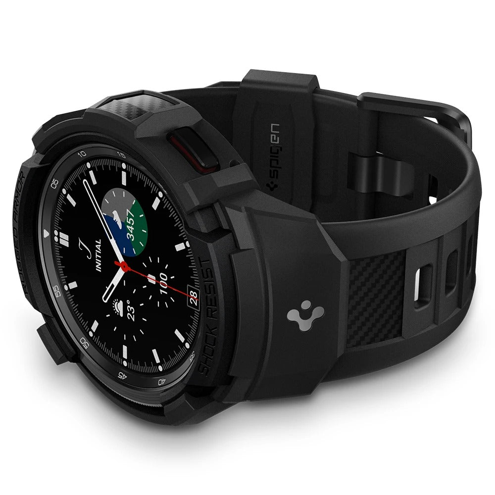 Schutzhülle Spigen Rugged Armor Pro für Galaxy Galaxy Watch 4 Classic 46mm, schwarz+schwarz