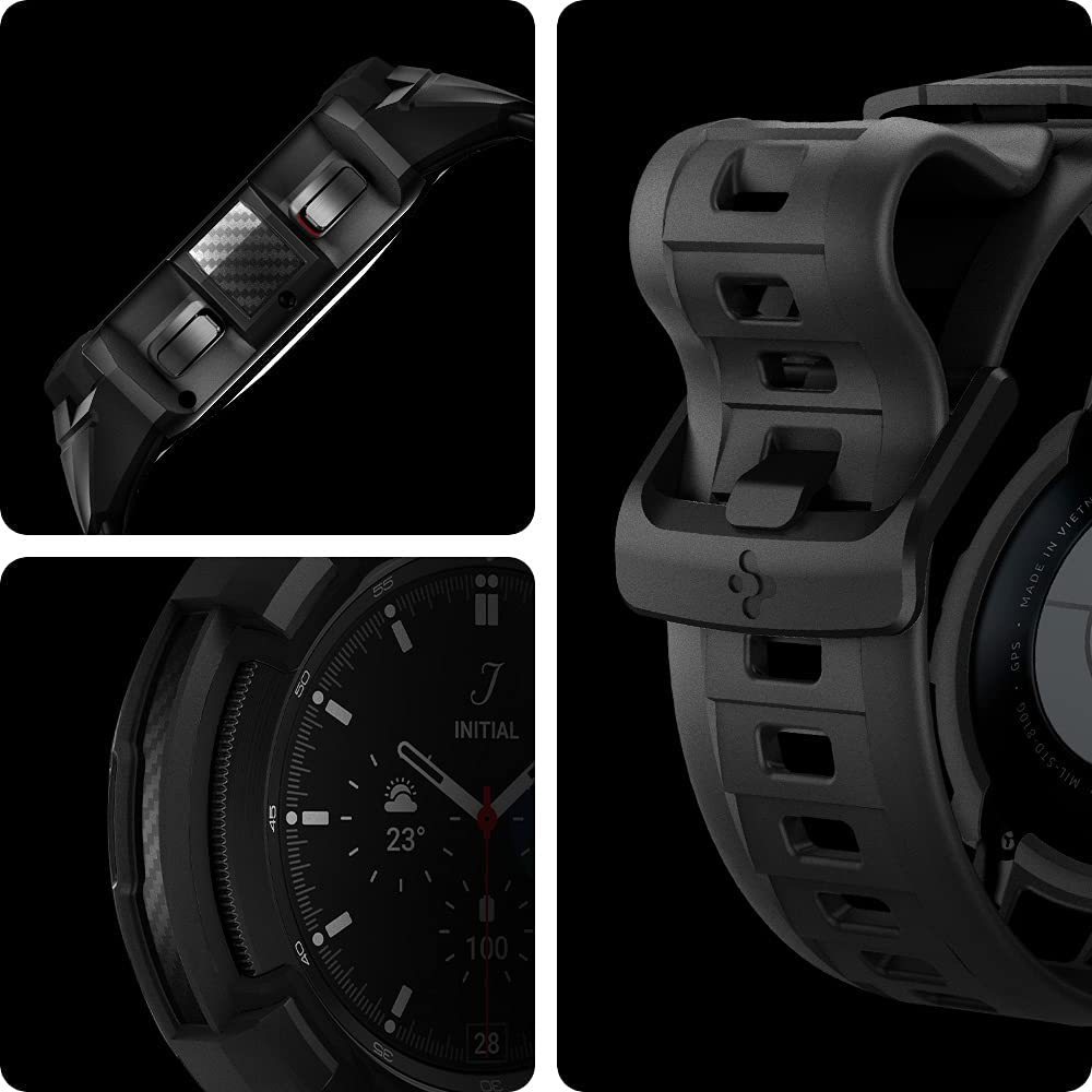 Schutzhülle Spigen Rugged Armor Pro für Galaxy Galaxy Watch 4 Classic 46mm, schwarz+schwarz