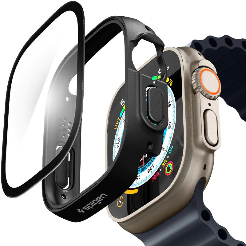 Schutzhülle + Glas Spigen Thin Fit 360 für Apple Watch Ultra 3/2/1 49 mm, Schwarz