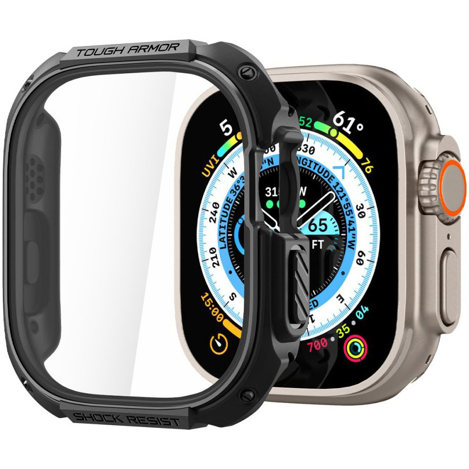 Schutzhülle + glas Spigen Tough Armor SP für Apple Watch Ultra 3/2/1 49 mm, Schwarz