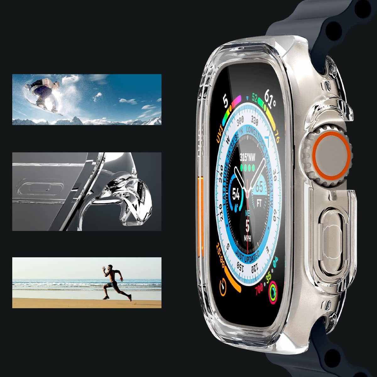 Schutzhülle Spigen Ultra Hybrid für Apple Watch Ultra 3/2/1 49 mm, Transparent