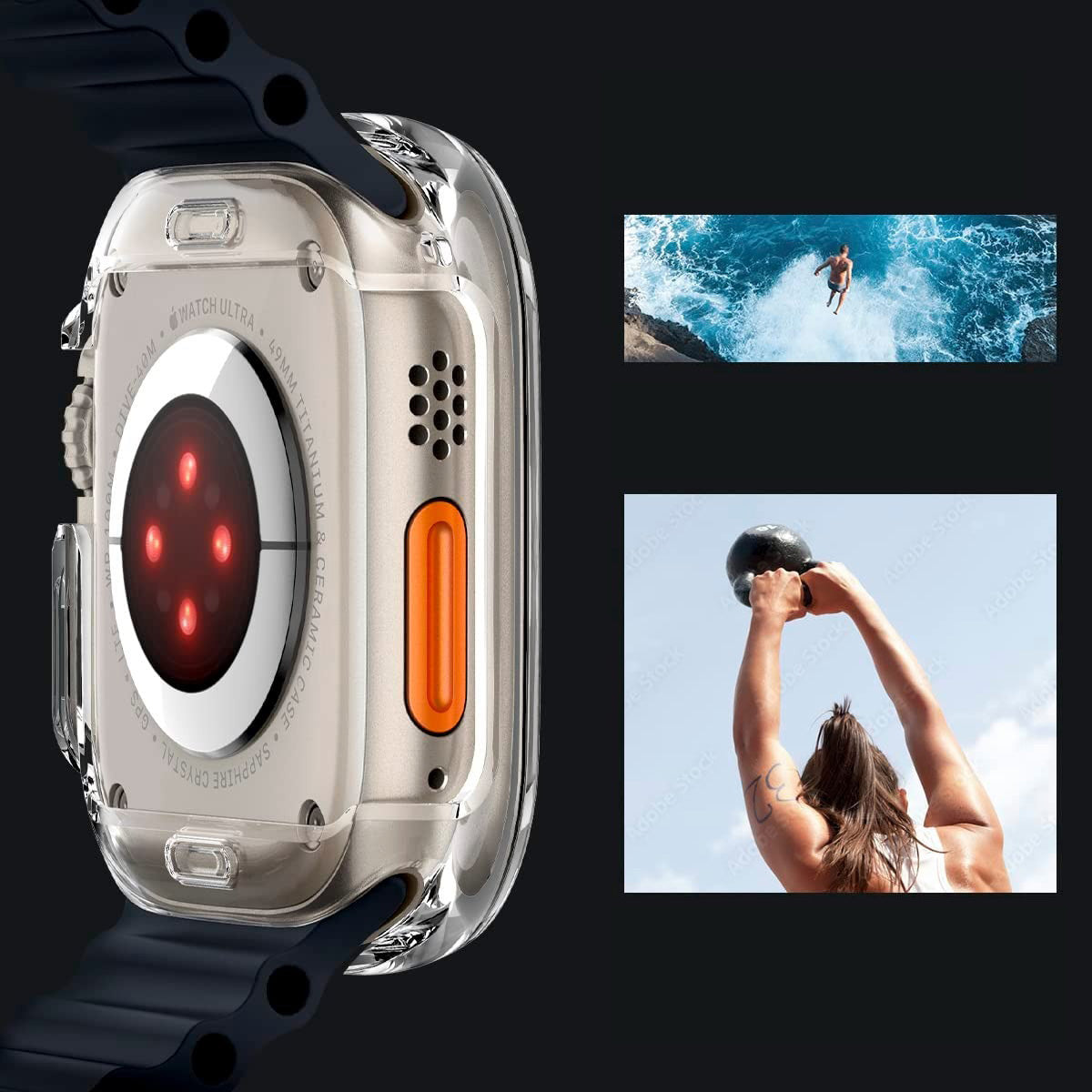 Schutzhülle Spigen Ultra Hybrid für Apple Watch Ultra 3/2/1 49 mm, Transparent