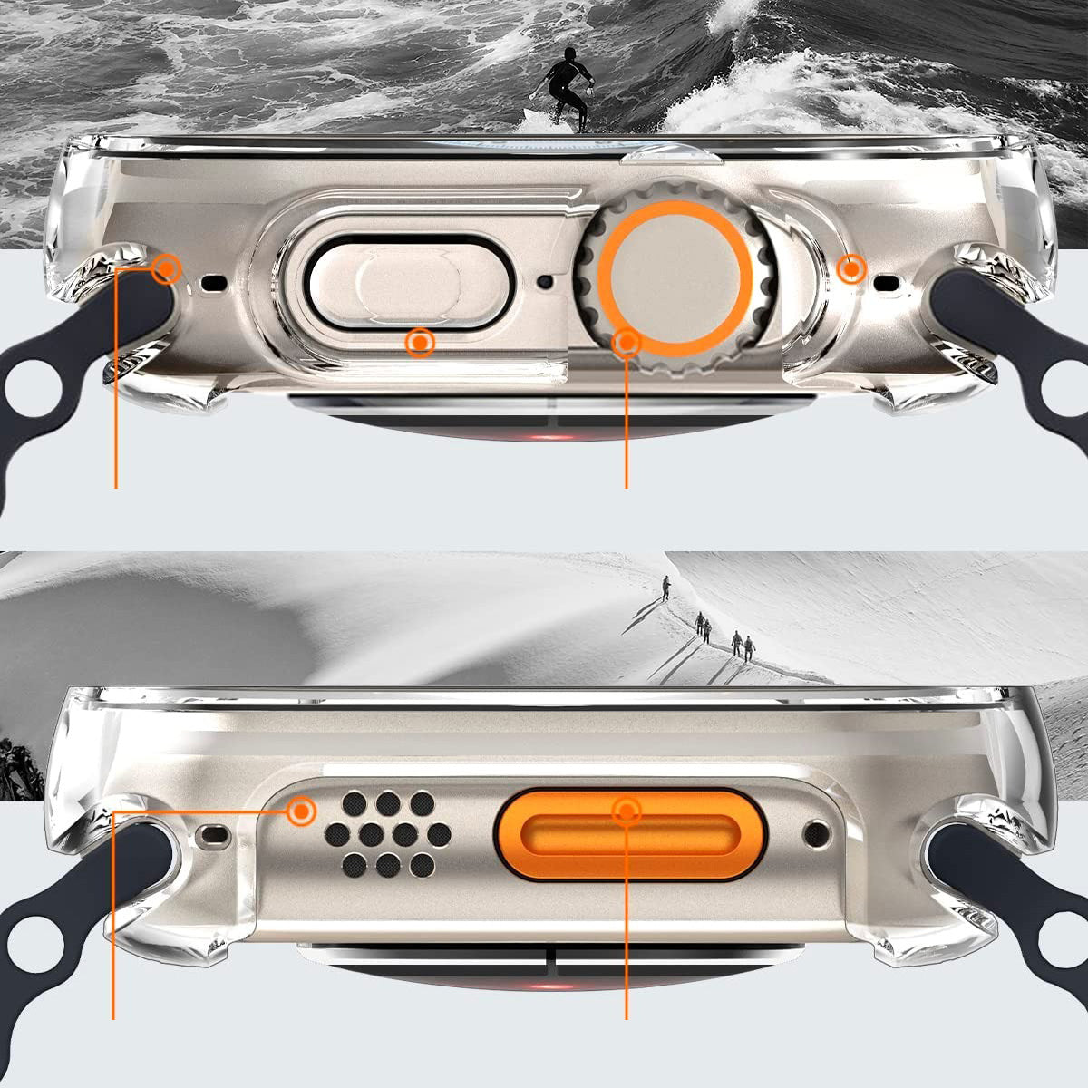 Schutzhülle Spigen Ultra Hybrid für Apple Watch Ultra 3/2/1 49 mm, Transparent