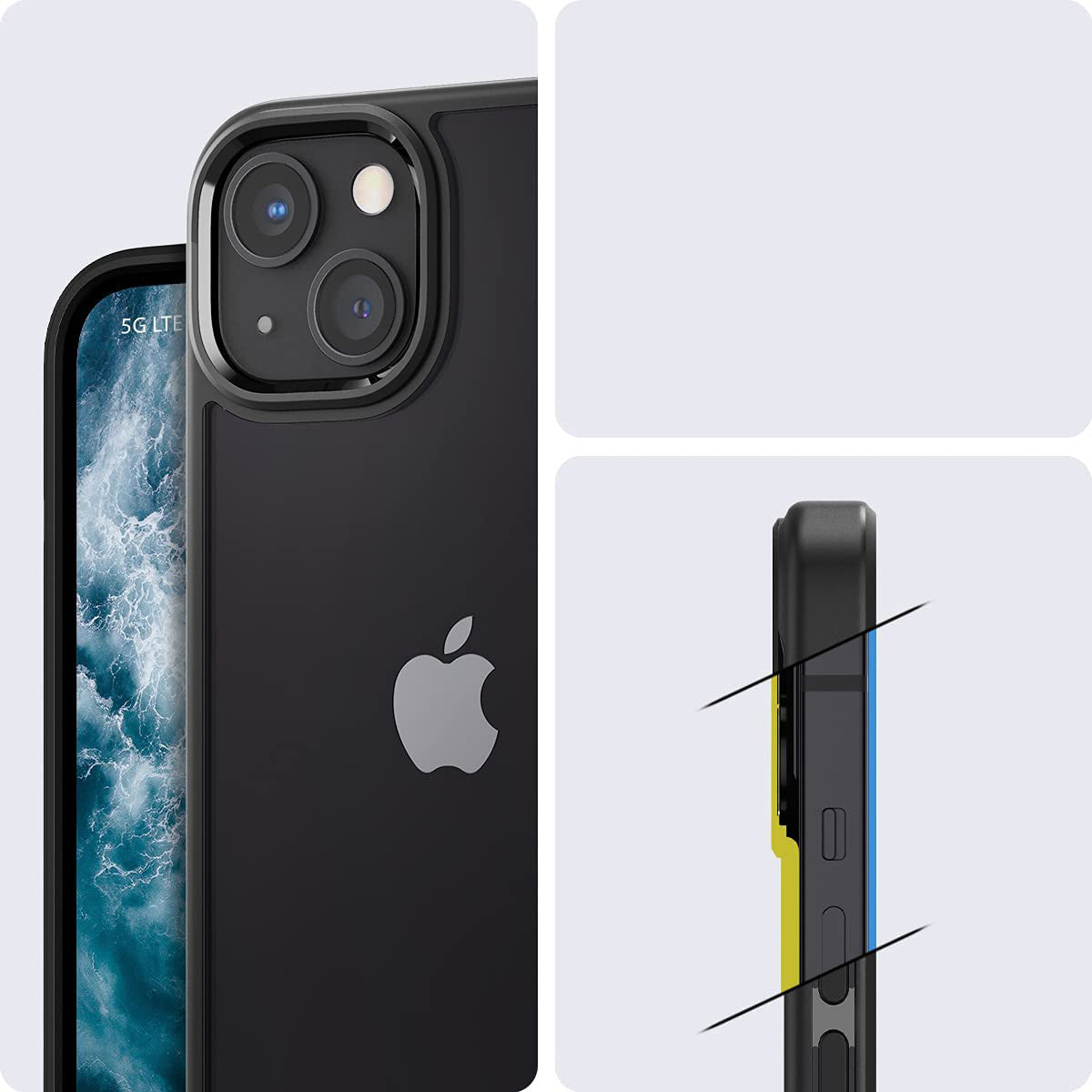 Schutzhülle Spigen Ultra Hybrid für iPhone 13, Schwarz