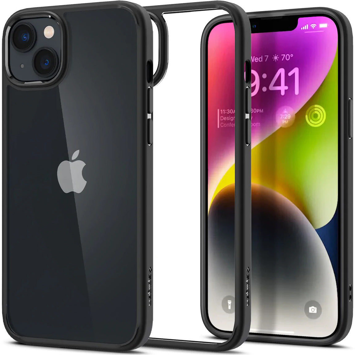 Schutzhülle Spigen Ultra Hybrid für iPhone 14, Transparent/Schwarz