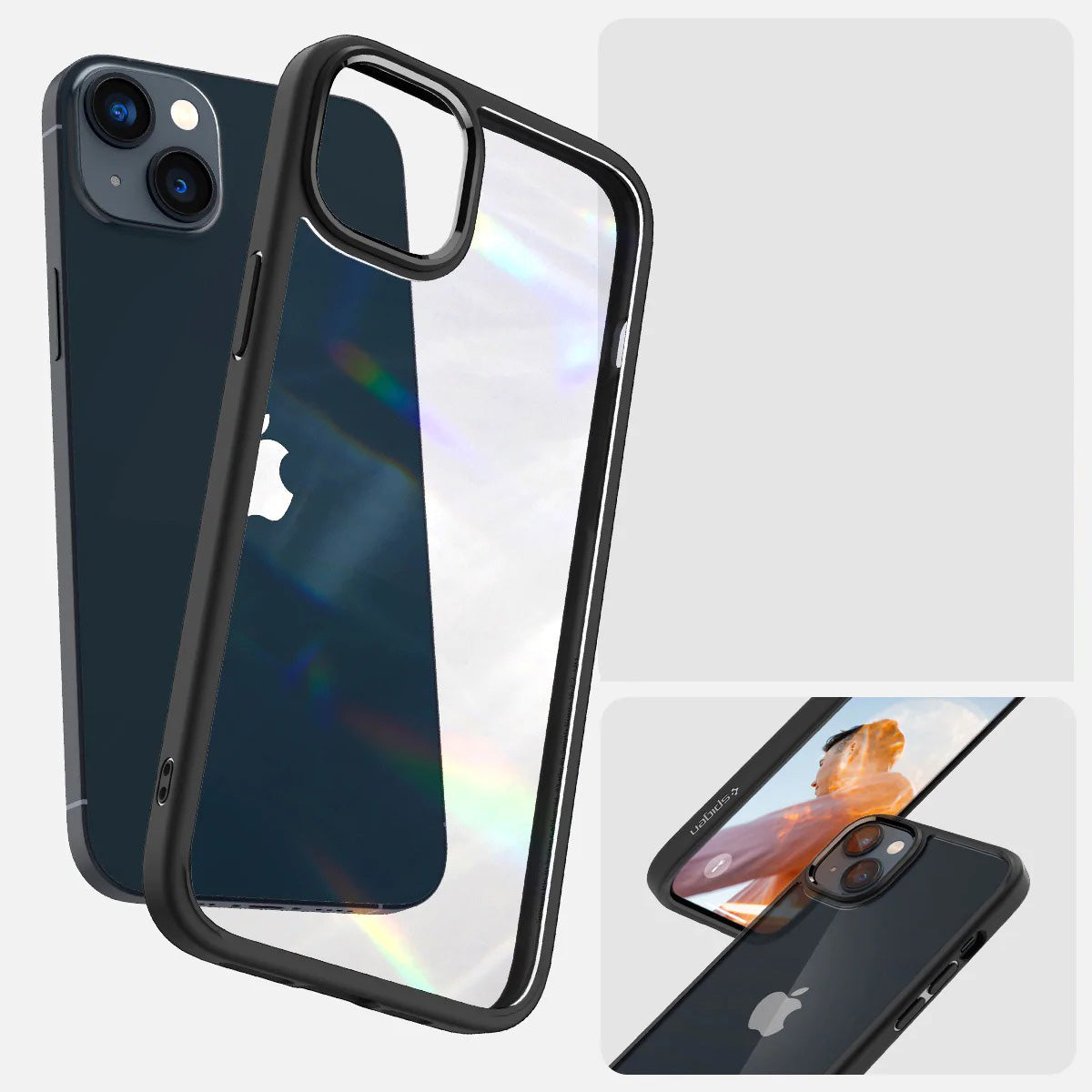 Schutzhülle Spigen Ultra Hybrid für iPhone 14 Plus, Transparent/Schwarz