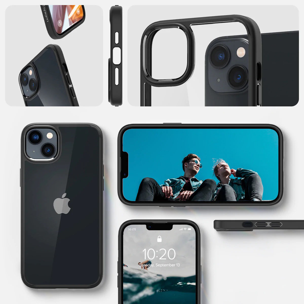 Schutzhülle Spigen Ultra Hybrid für iPhone 14 Plus, Transparent/Schwarz