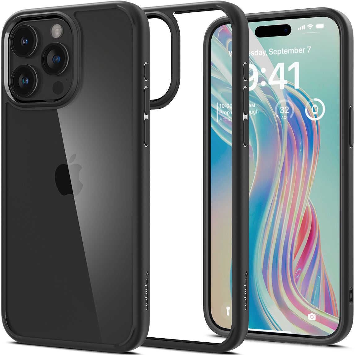 Schutzhülle für iPhone 15 Pro Max, Spigen Ultra Hybrid, Transparent-Schwarz